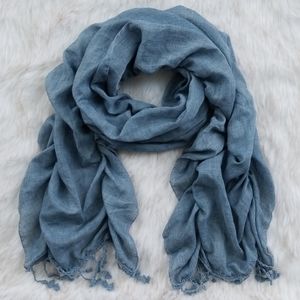 The Accessory Collective ruched denim blue scarf
